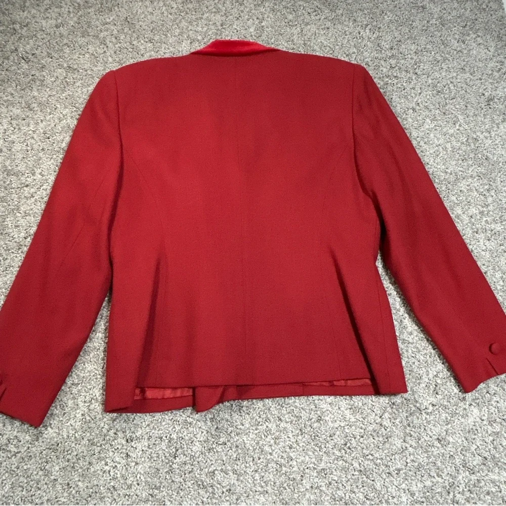Vintage Christian Dior Double Breasted Red Wool Suit Jacket and Skirt Size 14